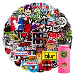 100 Rock And Roll Music Band Stickers Punk Graffiti Stickers For Laptop Guitar Helmet Luggage Decal Golden Memory Stickers Store