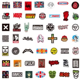 100 Rock And Roll Music Band Stickers Punk Graffiti Stickers For Laptop Guitar Helmet Luggage Decal Golden Memory Stickers Store