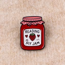 Book Lover Enamel Pin Cute Reading Themed Brooch "Just One More Chapter" Lapel Pins for Backpacks Bookworm Gift
