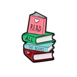 Book Lover Enamel Pin Cute Reading Themed Brooch "Just One More Chapter" Lapel Pins for Backpacks Bookworm Gift