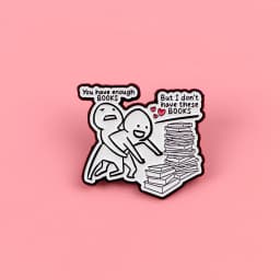 Book Lover Enamel Pin Cute Reading Themed Brooch "Just One More Chapter" Lapel Pins for Backpacks Bookworm Gift