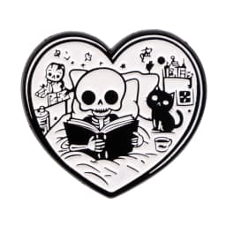 Book Lover Enamel Pin Cute Reading Themed Brooch "Just One More Chapter" Lapel Pins for Backpacks Bookworm Gift