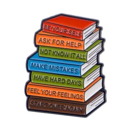Book Lover Enamel Pin Cute Reading Themed Brooch "Just One More Chapter" Lapel Pins for Backpacks Bookworm Gift