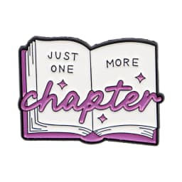 Book Lover Enamel Pin Cute Reading Themed Brooch "Just One More Chapter" Lapel Pins for Backpacks Bookworm Gift
