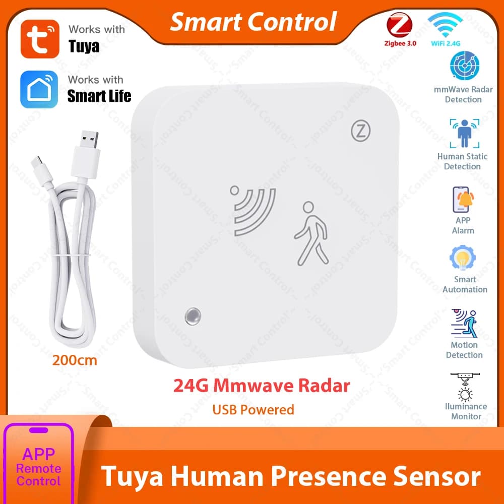 Tuya Zigbee WiFi Human Presence Sensor 24G MmWave Radar Detector APP Control For Smart Home Security Protector