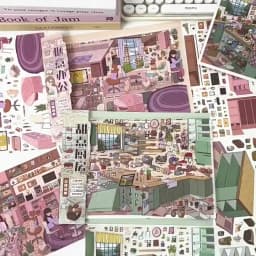 Kawaii Comfortable work 3D Dessert Kitchen Landscape Sticker DIY Pocket Cabin Scene festival gift