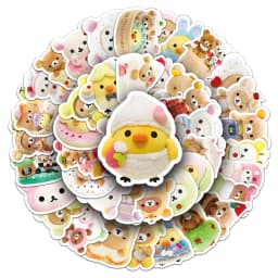 54PCS Rilakkuma Stickers Kiiroitori Graffiti Stickers DIY Diary Phone Case Handmade Scrapbook Aesthetic Stickers