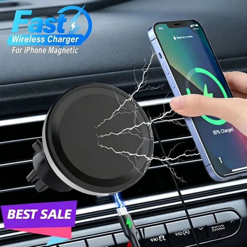 For MagSafe Car Wireless Charger 30W - Air Vent Clip Phone Holder - Stable Grip For iPhone 13-17 Pro Max & Fast Charging Stand