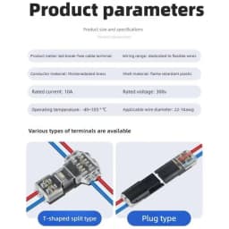 10/30/50Pcs Wire Connect Terminal Connector, 3-Pin Bidirectional Plug-in Cable Buckle Connector DC Lock Cover Suitable LED