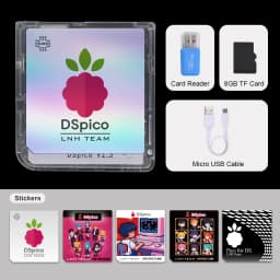 Chiscart Transparent Frosted MicroUSB DSpico Game Reader RP2040 16 MBit Compatible With NDS NDSL DSi 3DS Consoles