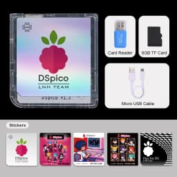 Chiscart Transparent Frosted MicroUSB DSpico Game Reader RP2040 16 MBit Compatible With NDS NDSL DSi 3DS Consoles