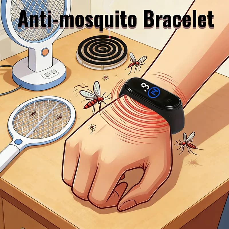 Mosquito Repellent Unisex Wristband Wearable Physical Ultrasonic Non-Chemical For Home Outdoor Sport Include 2 Batteries
