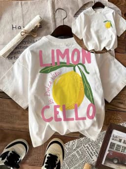 Summer children's cotton breathable and comfortable short sleeved top with lemon cartoon pattern printed on it
