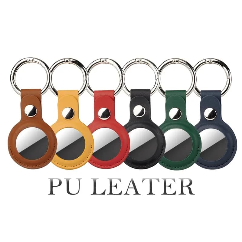 1/2Pcs Leather Keychain For Apple AirTag Protective Case Cover Waterproof Luggage Anti-Loss Keyring AirTags Accessories