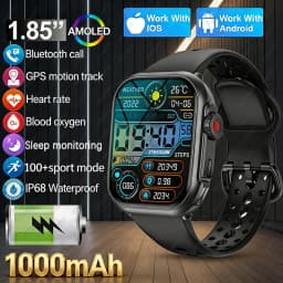 2026 New 1000 mAh Smart Watch Men Women 1.85“HD AMOLED GPS track Full Touch Screen IP68 Waterproof Bluetooth Call SmartWatch Man