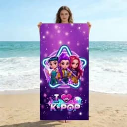 1pc I Love K-pop Cartoon Beach Towel Quick-drying Super Absorbent Suitable for Beach Vacation Pool Summer Funny Gift for Friends