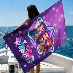 1pc I Love K-pop Cartoon Beach Towel Quick-drying Super Absorbent Suitable for Beach Vacation Pool Summer Funny Gift for Friends