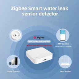 ZigBee Water Leak Sensor Flood Detector with Tuya Smart Life APP Alarm Security System Compatible with Zigbee Gateway