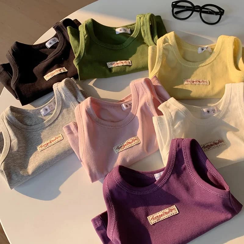 Kids Summer Clothes Sleeveless T-shirt Fashion Children T-shirt For Girls Boys Cotton Vest Tops