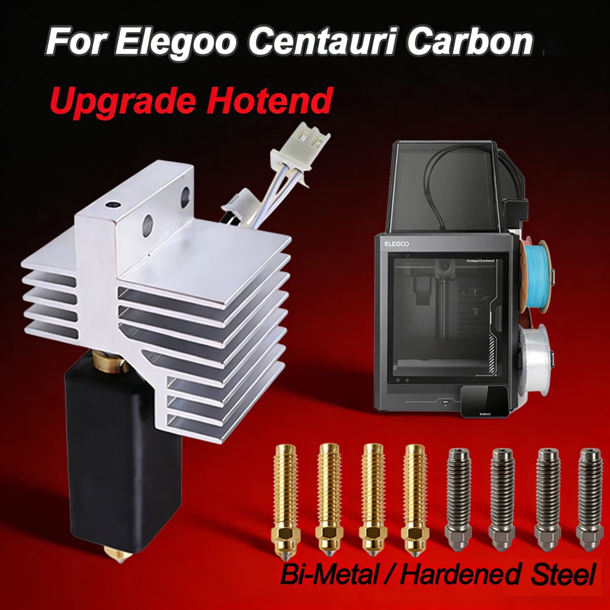 For Elegoo CC Upgrade hotend Assembled Extruder Hotend Kit for Elegoo Centauri Carbon Replaceable Nozzle 0.2/0.4/0.6/0.8 mm
