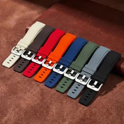 Curved End Watch Band Soft Fluorine Rubber Watchband 20mm/21mm/22mm Waterproof New FKM Watch Strap for Omega Wristwatch