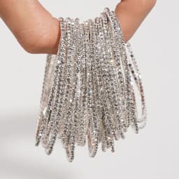 5pcs Fashion Crystal Rhinestone Elastic Bracelet For Women Stretch Stackable Bracelets Classic Wristband Daily Female Jewelry