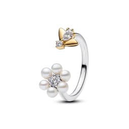S925 Silver Plated Pave Gem Floral Pearl Cluster Heart Ring Cuban Link Clover Blue Shiny Diamond Gift for Women Fine Jewelry