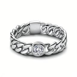 S925 Silver Plated Pave Gem Floral Pearl Cluster Heart Ring Cuban Link Clover Blue Shiny Diamond Gift for Women Fine Jewelry
