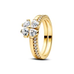 S925 Silver Plated Pave Gem Floral Pearl Cluster Heart Ring Cuban Link Clover Blue Shiny Diamond Gift for Women Fine Jewelry