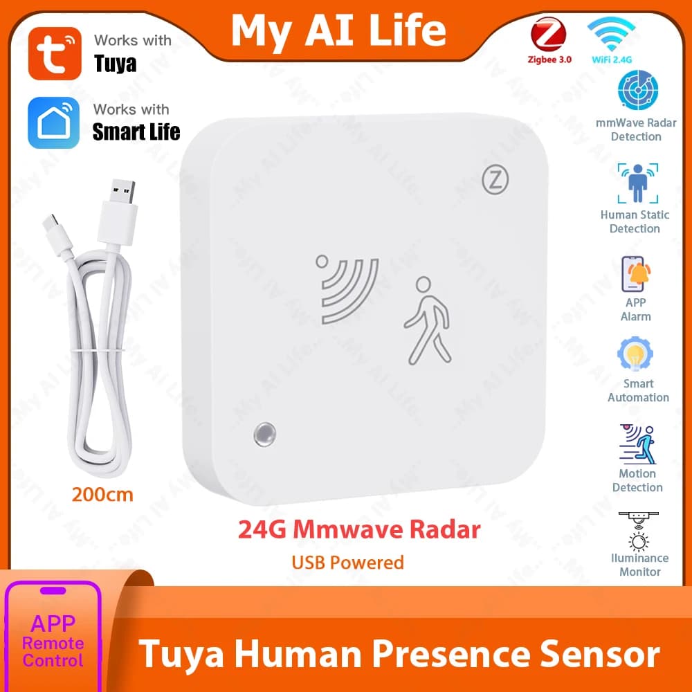 Tuya 24GHz MMWave Radar Human Presence Sensor Zigbee/WiFi Smart Home Motion Detector APP Remote Control Security Alarm System