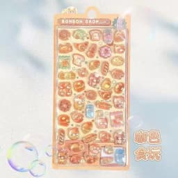 //Kawaii 3D Jelly Resin Stickers Cute Cartoon Sparkle Transparent Decals for Scrapbooking Phone Case Laptop DIY Decor..