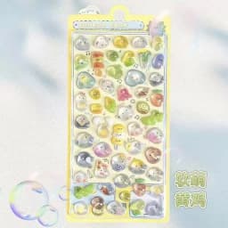 //Kawaii 3D Jelly Resin Stickers Cute Cartoon Sparkle Transparent Decals for Scrapbooking Phone Case Laptop DIY Decor..