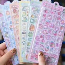//Kawaii 3D Jelly Resin Stickers Cute Cartoon Sparkle Transparent Decals for Scrapbooking Phone Case Laptop DIY Decor..