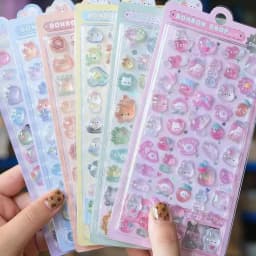 //Kawaii 3D Jelly Resin Stickers Cute Cartoon Sparkle Transparent Decals for Scrapbooking Phone Case Laptop DIY Decor..