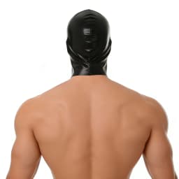 Faux Leather Head Cover Hood Face Mask Men Sexy Cap Gothic Blindfold Open Mouth Wet-look Cosplay Role Play Halloween Club Wear