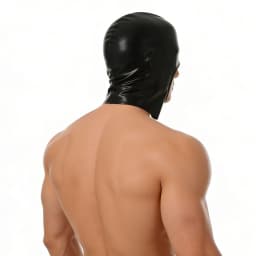 Faux Leather Head Cover Hood Face Mask Men Sexy Cap Gothic Blindfold Open Mouth Wet-look Cosplay Role Play Halloween Club Wear
