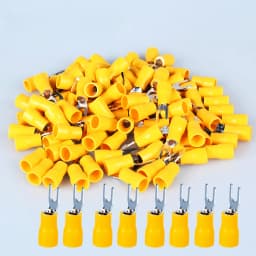 100Pcs U-Type Fork Spade Wire Connectors Insulated Crimp Terminals #8 22-10 AWG for Automotive Marine Industrial Wiring Repair