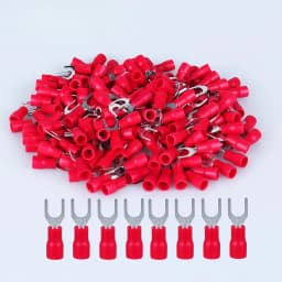 100Pcs U-Type Fork Spade Wire Connectors Insulated Crimp Terminals #8 22-10 AWG for Automotive Marine Industrial Wiring Repair