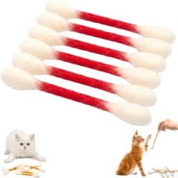 6PCS Felt Cotton Swabs Cat Toys Lightweight Chew Dental Interactive Kick Stick Teething Soft Giant Swabs Cat Toy Cat Lovers