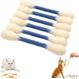 6PCS Felt Cotton Swabs Cat Toys Lightweight Chew Dental Interactive Kick Stick Teething Soft Giant Swabs Cat Toy Cat Lovers