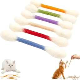 6PCS Felt Cotton Swabs Cat Toys Lightweight Chew Dental Interactive Kick Stick Teething Soft Giant Swabs Cat Toy Cat Lovers