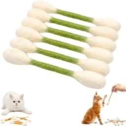 6PCS Felt Cotton Swabs Cat Toys Lightweight Chew Dental Interactive Kick Stick Teething Soft Giant Swabs Cat Toy Cat Lovers