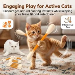 6PCS Felt Cotton Swabs Cat Toys Lightweight Chew Dental Interactive Kick Stick Teething Soft Giant Swabs Cat Toy Cat Lovers