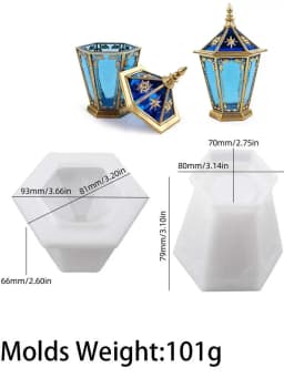 DIY Lighthouse Silicone Mold with Lid Crystal Epoxy Resin Star Moon Hexagon Crystal Cluster Mirror Storage Box Mold Home Decor