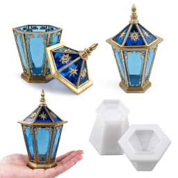 DIY Lighthouse Silicone Mold with Lid Crystal Epoxy Resin Star Moon Hexagon Crystal Cluster Mirror Storage Box Mold Home Decor