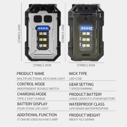 Powerfu LED Keychain Flashlight USB Rechargeable Magnetic COB Work Light Mini Pocket Torch Camping Walking Lamp Pen Clip Lantern