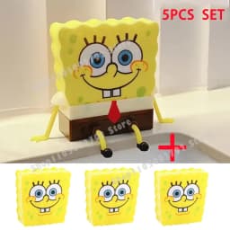 Cartoon SpongeBobs SquarePants Dish Washing Brush Cute Kitchen Home Supplies Drain Rack Wall Hooks Reusable Scrub Scouring Pad