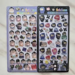 Kawaii Japanese Sumo Ninja Cartoon 3D Crystal Relief Stickers Creative Girl Phone Case Decoration Birthday Gift Accessories S