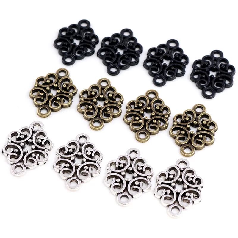 20x13mm 20pcs Antique Silver Plated/Bronze/Black Plated Flower Style Connector Handmade Charms Pendant:DIY for bracelet necklace