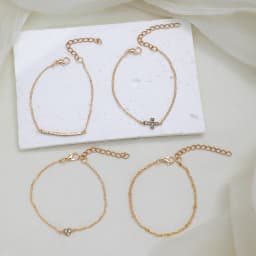4pcs Fashionable Cubic Zirconia Cross & Heart Decor Multi-Layer Bracelet Set For Women, Birthday Party Jewelry, Best Gift